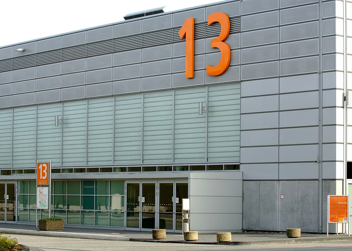 Northeast entrance and Hall 13 at Messe Düsseldorf